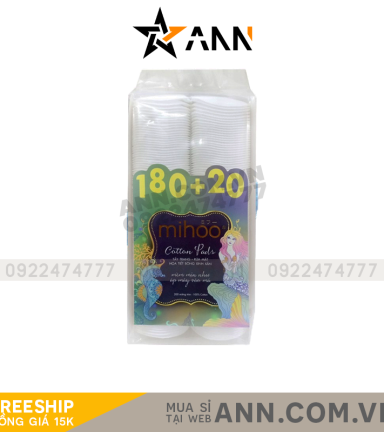 Bông Tẩy Trang Mihoo 100% Cotton (200 Miếng) - 8936112021140