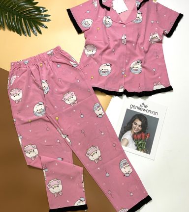 Đồ bộ nữ pijama tay ngắn quần dài vải lụa - DB5623