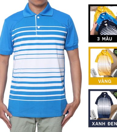 Áo Thun Nam Tay Ngắn Có Cổ Sọc Thêu Logo - AS039