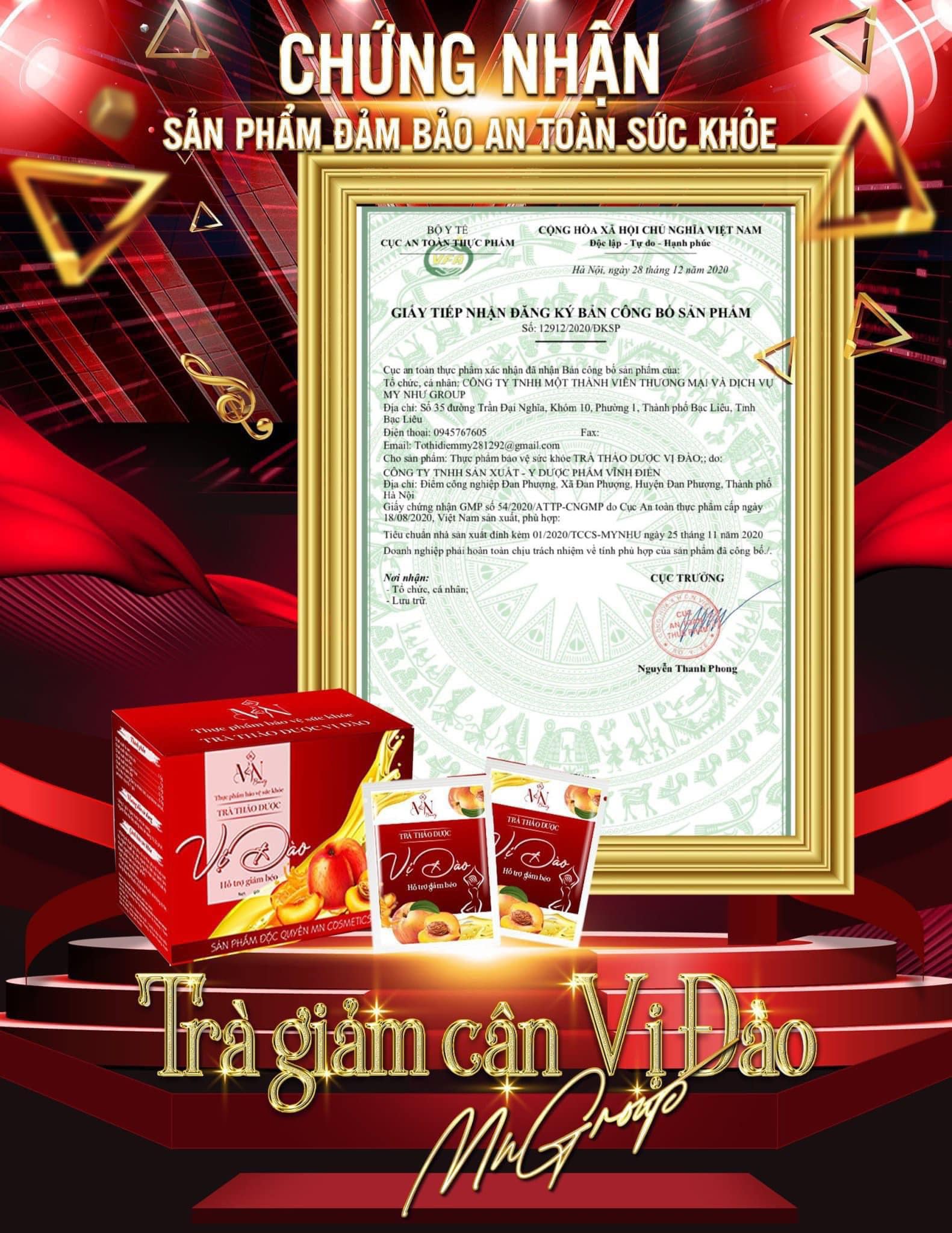 Trà giảm cân vị đào MN Group chính hãng - GCVD01