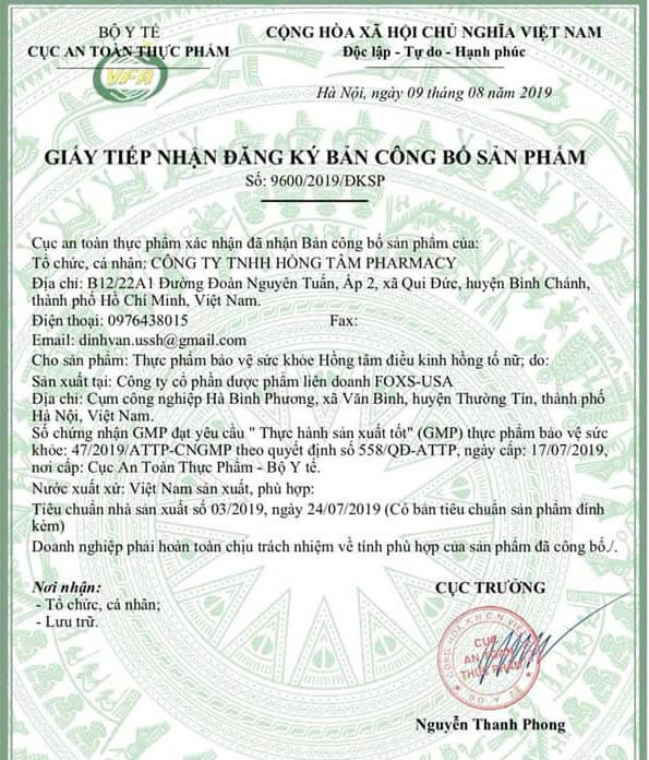 Viên uống Hồng tố nữ hỗ trợ cải thiện chứng rối loạn kinh nguyệt công ty Hồng tâm chính hãng - 8938529135007