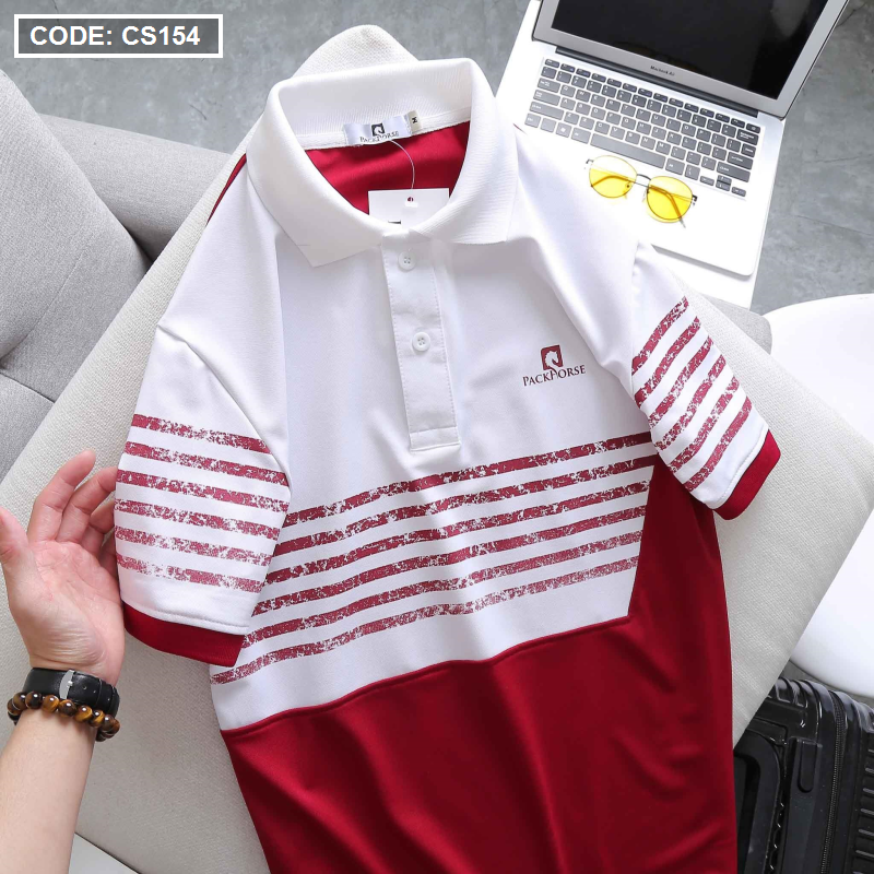 Áo thun nam Polo in sọc màu cao cấp - CS154