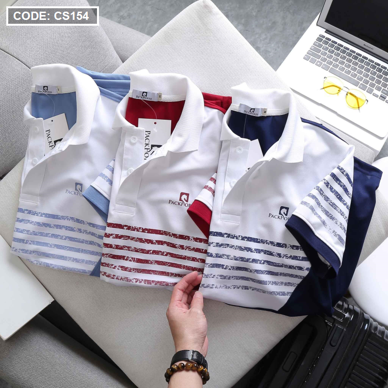 Áo thun nam Polo in sọc màu cao cấp - CS154