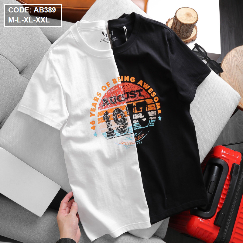 Áo thun nam cổ tròn in hình đẹp - AB389