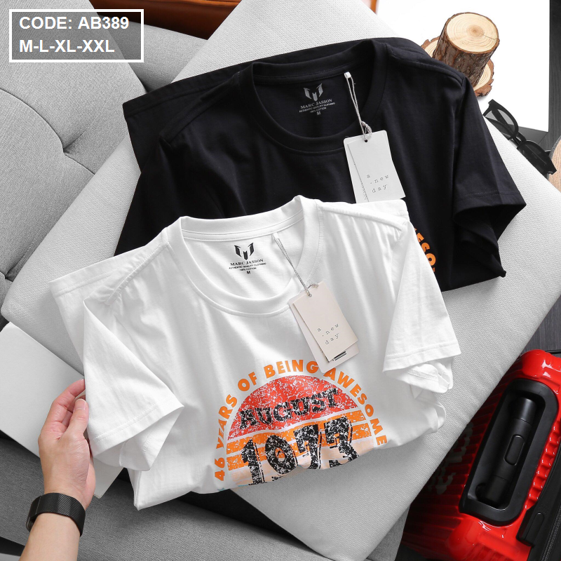 Áo thun nam cổ tròn in hình đẹp - AB389