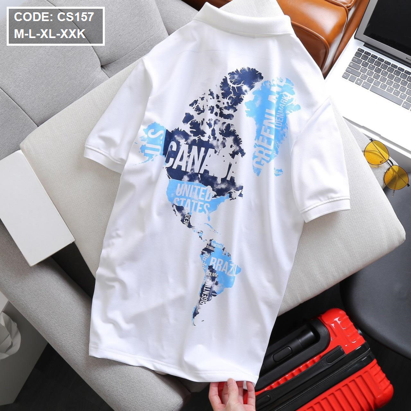 Áo thun nam cổ bẻ in hình - CS157