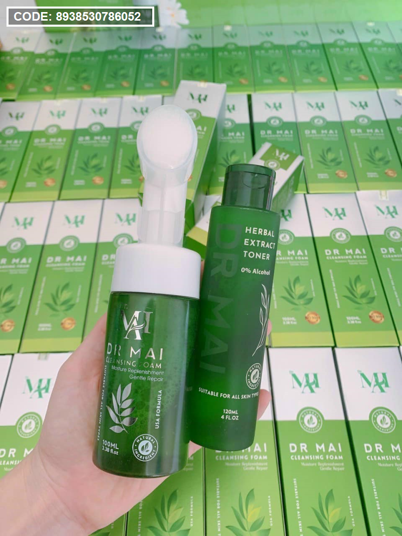 Combo sữa rữa mặt DR Mai và Toner rau Dr Mai dành cho da mụn chính hãng - 8938530786052
