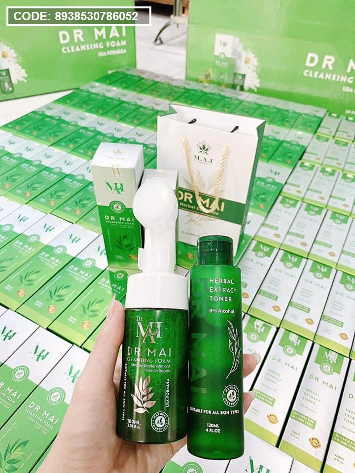 Combo sữa rữa mặt DR Mai và Toner rau Dr Mai dành cho da mụn chính hãng - 8938530786052