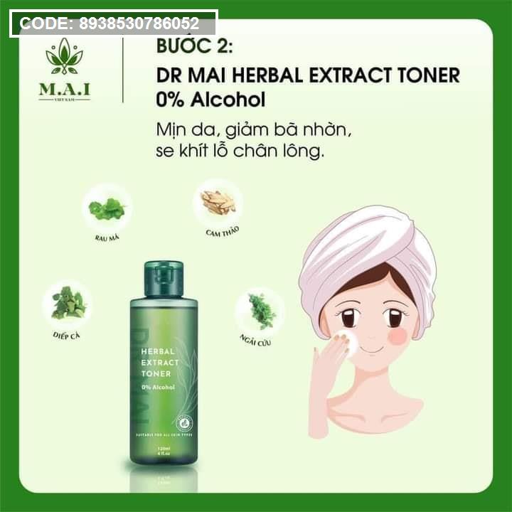 Combo sữa rữa mặt DR Mai và Toner rau Dr Mai dành cho da mụn chính hãng - 8938530786052