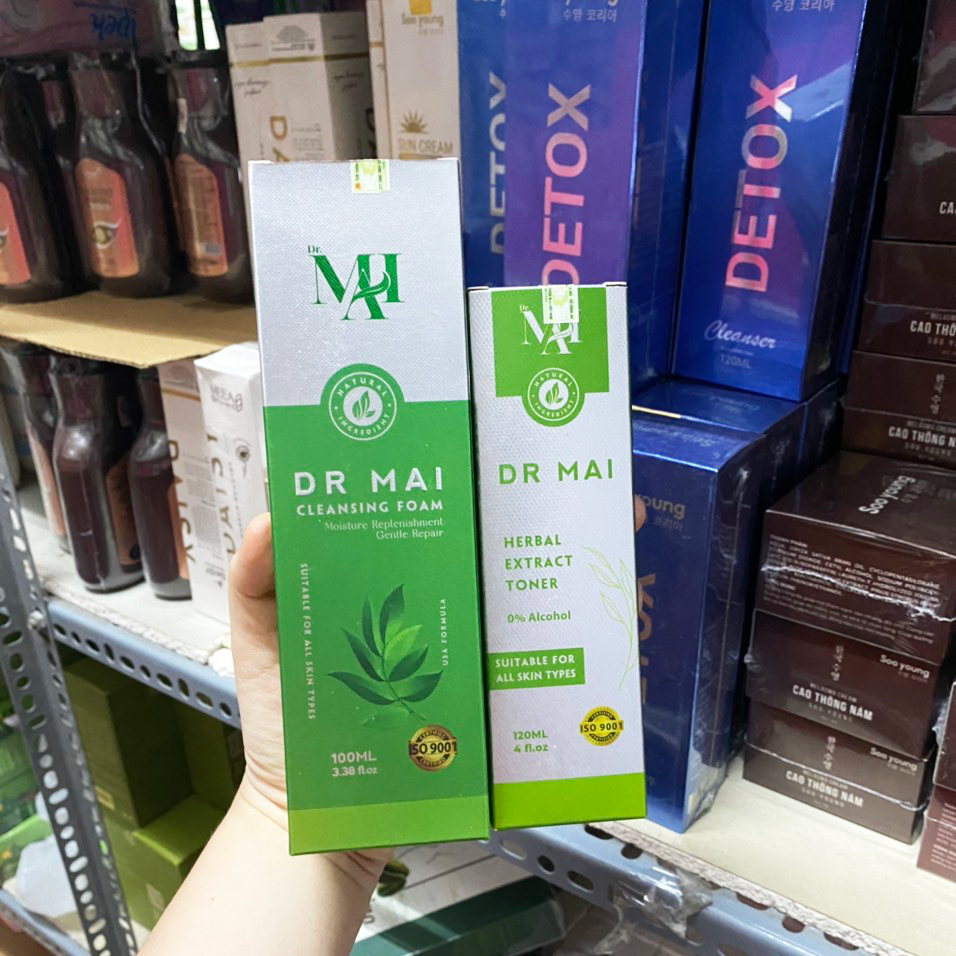 Combo sữa rữa mặt DR Mai và Toner rau Dr Mai dành cho da mụn chính hãng - 8938530786052