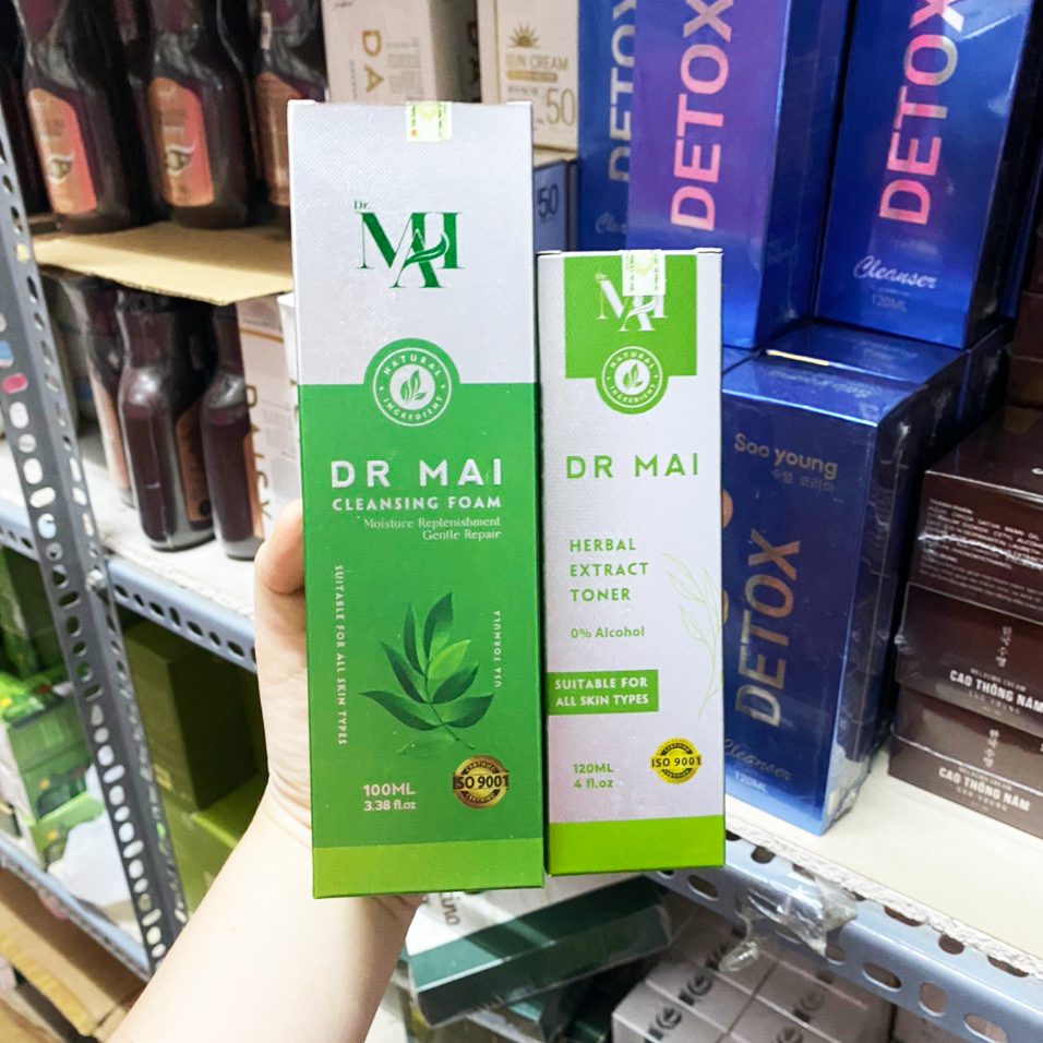 Combo sữa rữa mặt DR Mai và Toner rau Dr Mai dành cho da mụn chính hãng - 8938530786052