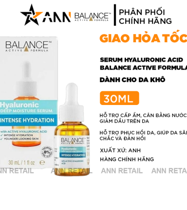 Serum Hyaluronic Acid Balance Active Formula 30ml Dành Cho Da Khô - 5012368040081