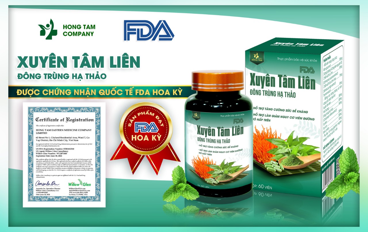 Viên uống Xuyên Tâm Liên Đông Trùng Hạ Thảo Đông Y Hồng Tâm chính hãng - 8938529135168