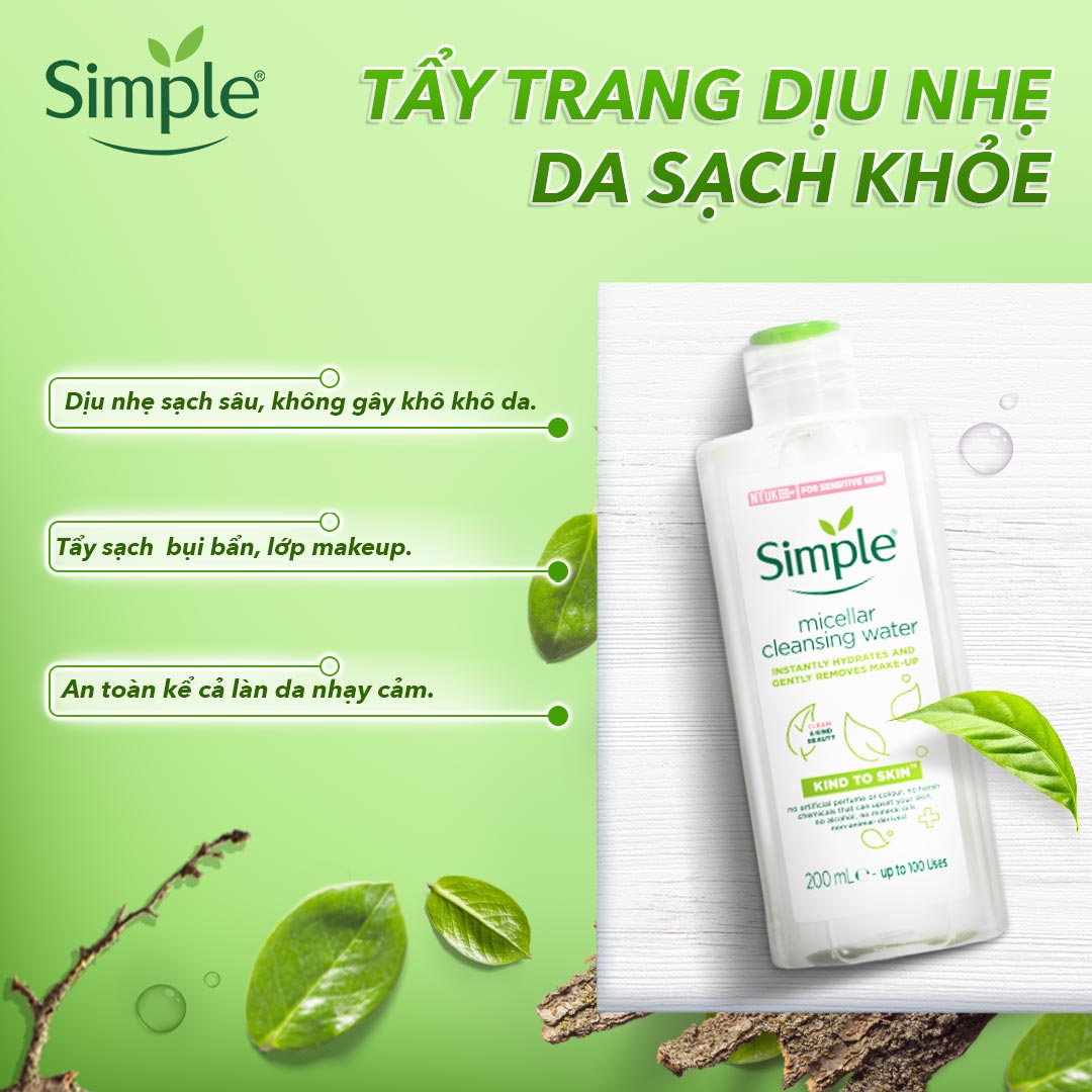 Nước Tẩy Trang Simple Kind To Skin Micellar Cleansing Water 200ml - 8712561669825