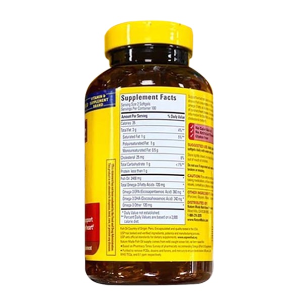 Viên uống dầu cá Nature Made Fish Oil 1200mg Omega 3 Hộp 200 Viên Của Mỹ chính hãng - 431604028525