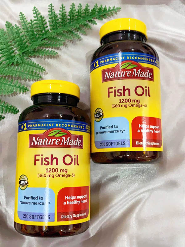 Viên uống dầu cá Nature Made Fish Oil 1200mg Omega 3 Hộp 200 Viên Của Mỹ chính hãng - 431604028525