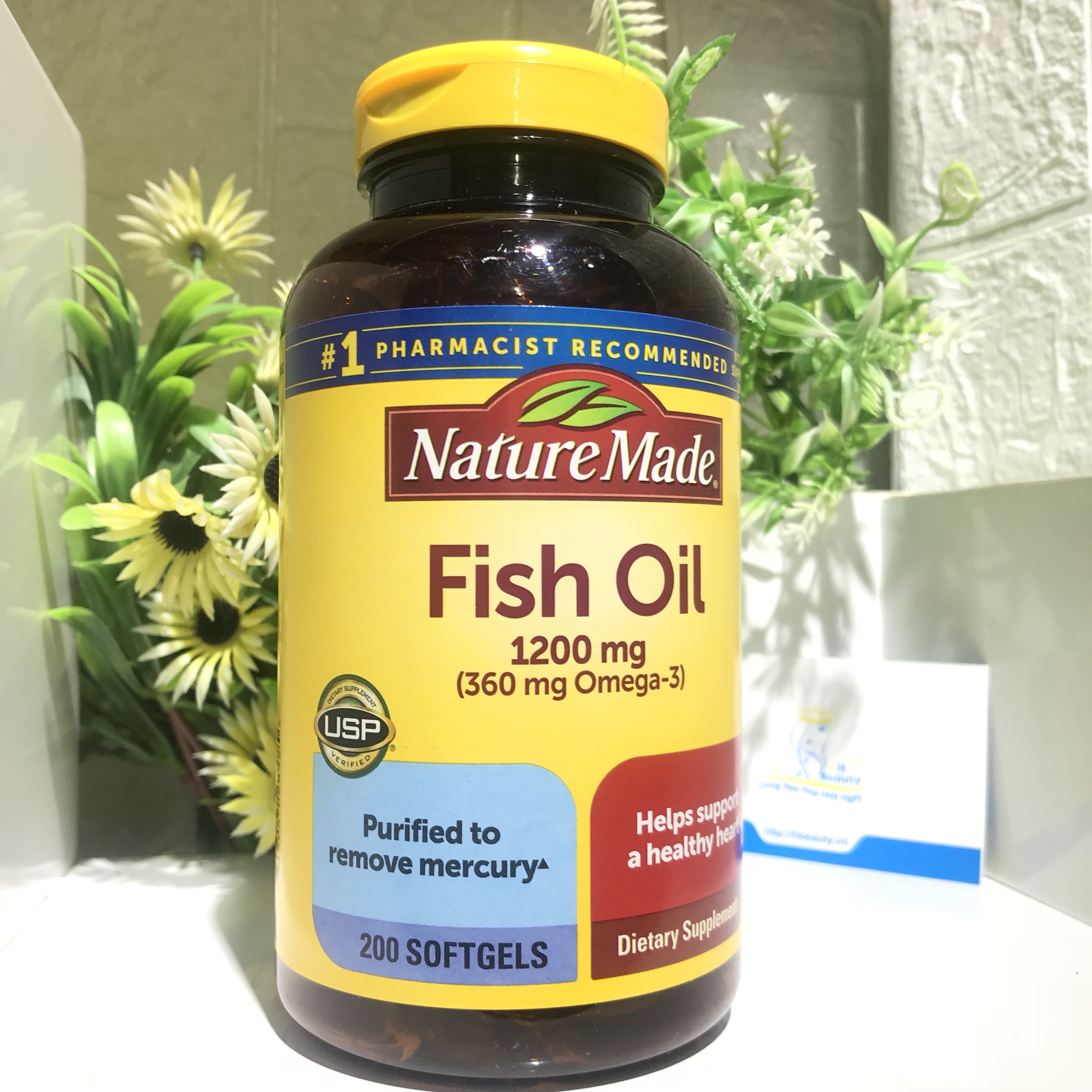 Viên uống dầu cá Nature Made Fish Oil 1200mg Omega 3 Hộp 200 Viên Của Mỹ chính hãng - 431604028525