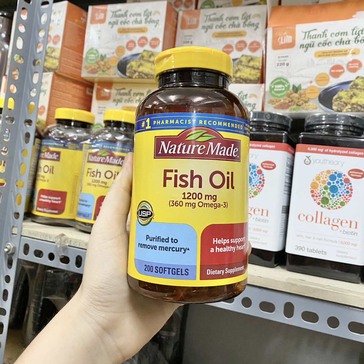 Viên uống dầu cá Nature Made Fish Oil 1200mg Omega 3 Hộp 200 Viên Của Mỹ chính hãng - 431604028525