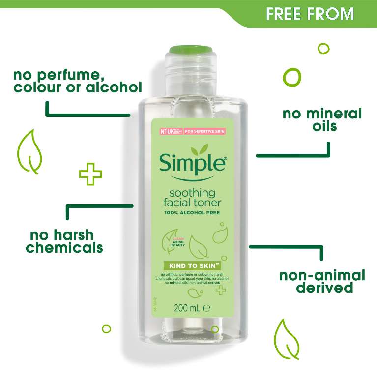 Nước hoa hồng Simple Kind to Skin Soothing Facial Toner 200ml chính hãng - 5011451103856