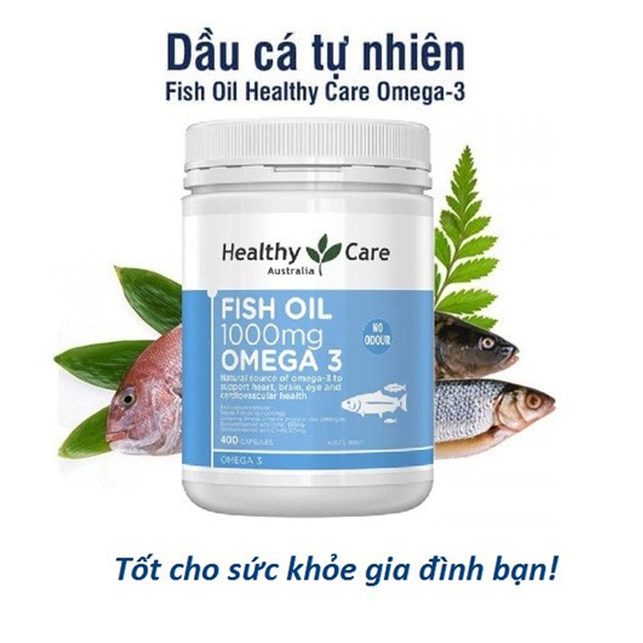 Viên uống dầu cá Omega-3 1000mg 400 viên Healthy Care của Úc chính hãng - 9316254892065