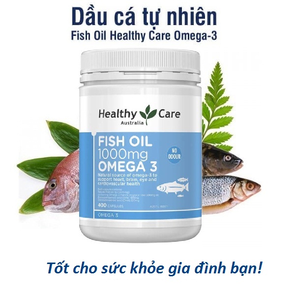 Viên uống dầu cá Omega-3 1000mg 400 viên Healthy Care của Úc chính hãng - 9316254892065