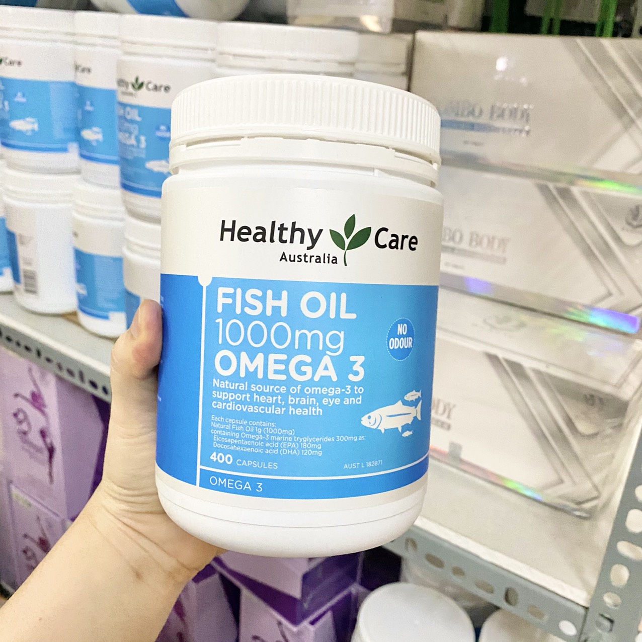 Viên uống dầu cá Omega-3 1000mg 400 viên Healthy Care của Úc chính hãng - 9316254892065