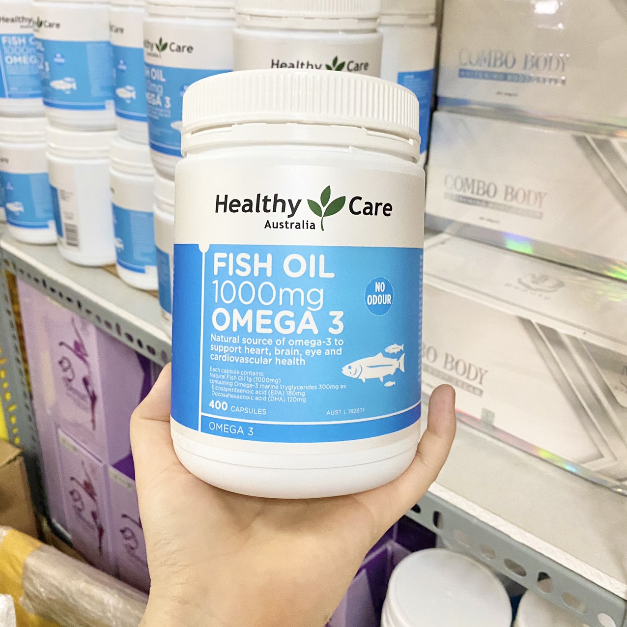 Viên uống dầu cá Omega-3 1000mg 400 viên Healthy Care của Úc chính hãng - 9316254892065