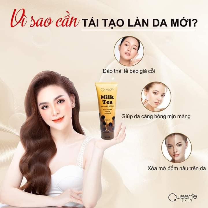 Tẩy tế bào chết Milk Tea Organic Scrub Queenie Skin chính hãng 11 Tẩy tế bào chết Milk Tea Organic Scrub Queenie Skin chính hãng