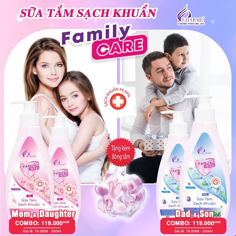 Combo 2 chai sữa tắm Charme Family Care 9 Combo 2 chai sữa tắm Charme Family Care