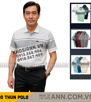 Áo Thun Sọc Nam Có Cổ Phối Viền Có Túi Thun Cotton - AS041