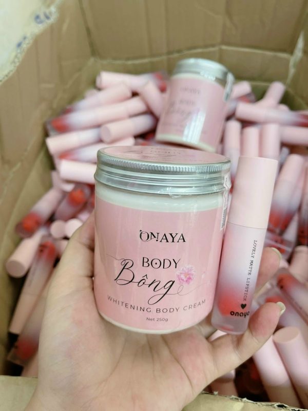 Kem body Bông 250g Lotion dưỡng trắng da ONAYA chính hãng tặng kèm son - 8938540224063