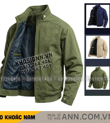 Áo Khoác Kaki Nam Cổ Trụ 2 Lớp Thêu Logo - AK065