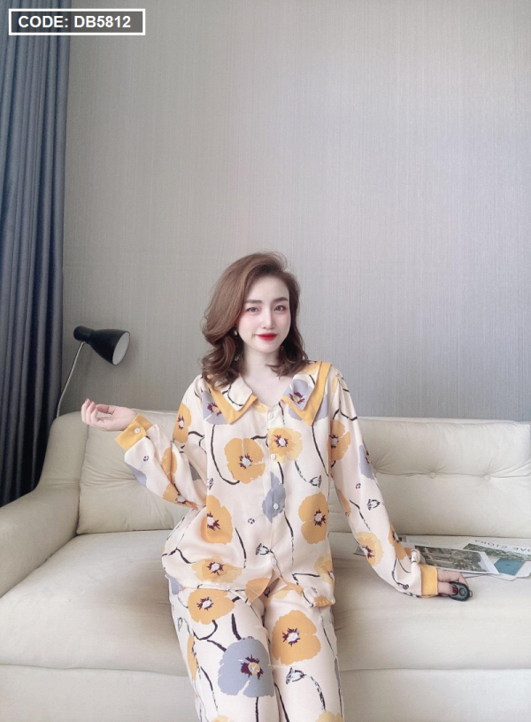 Đồ bộ nữ pijama Vải mango tay dài quần dài - DB5812