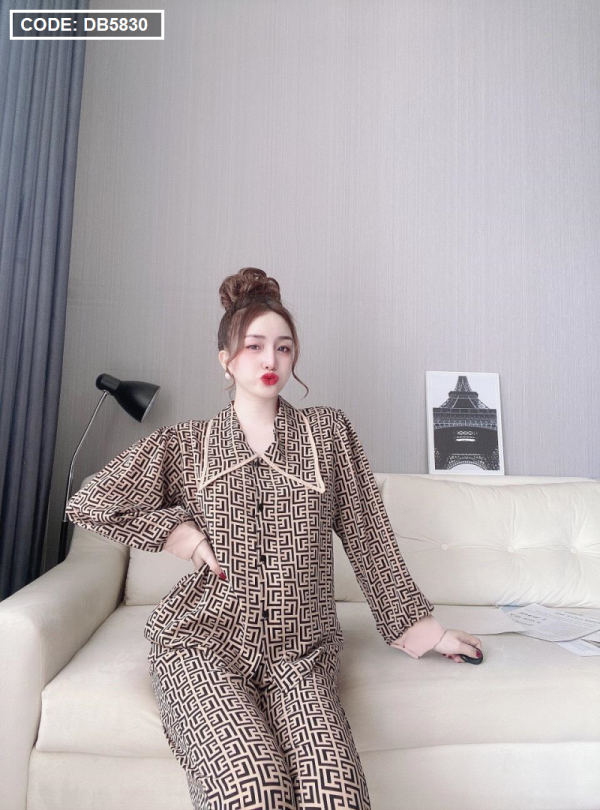 Đồ bộ nữ pijama vải mango tay dài quần dài - DB5830