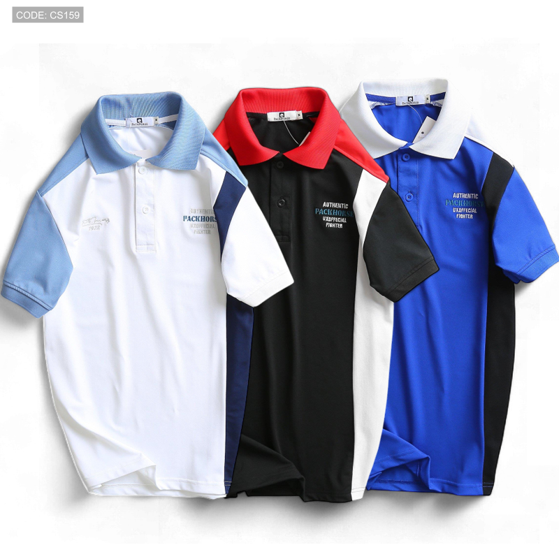 15731_cs1291_20251001004727-2.png Áo Thun Nam Cá Sấu Poly Cổ Bẻ Ghép Vải Thêu Chữ - CS159