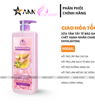 Sữa Tắm Cho Nữ Tẩy Tế Bào Da Chết Charme Exfoliating Hạt Hạnh Nhân Hương Nước Hoa Pháp 900ml - 8936194691552