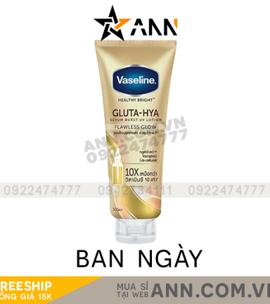 Sữa Dưỡng Thể Vaseline 10X Vàng Healthy Bright Gluta Hya Serum Flawless Glow 330ml (Hàng nhập khẩu có tem phụ) - 8851932427739