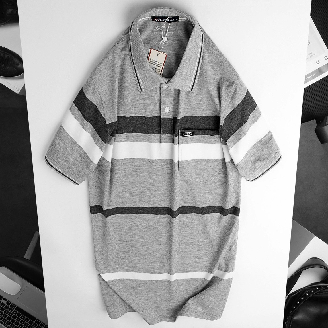 Chuyên sỉ áo Thun Sọc Nam Trung Niên Cổ Bẻ Có Túi 13 Chuyên sỉ áo Thun Sọc Nam Trung Niên Cổ Bẻ Có Túi