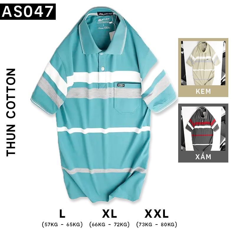 16532-as047a-1.png Áo Thun Sọc Nam Trung Niên Cổ Bẻ Có Túi - AS047