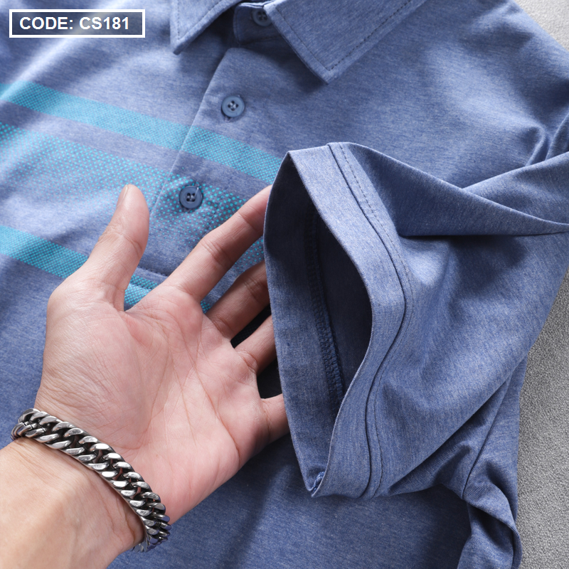 17176-z3543299000674-7696cb1172f17c9143e6cd195d1ae9fd-2.png Áo Thun Nam Tay Ngắn Có Cổ Có Túi Thun Cotton Đốm - CS181