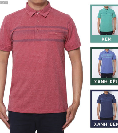 Áo Thun Nam Tay Ngắn Có Cổ Có Túi Thun Cotton Đốm - CS181