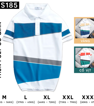 Áo Thun Polo Nam Cá Sấu Poly Phối Kẻ Sọc Màu (Có Size 3XL) - CS185