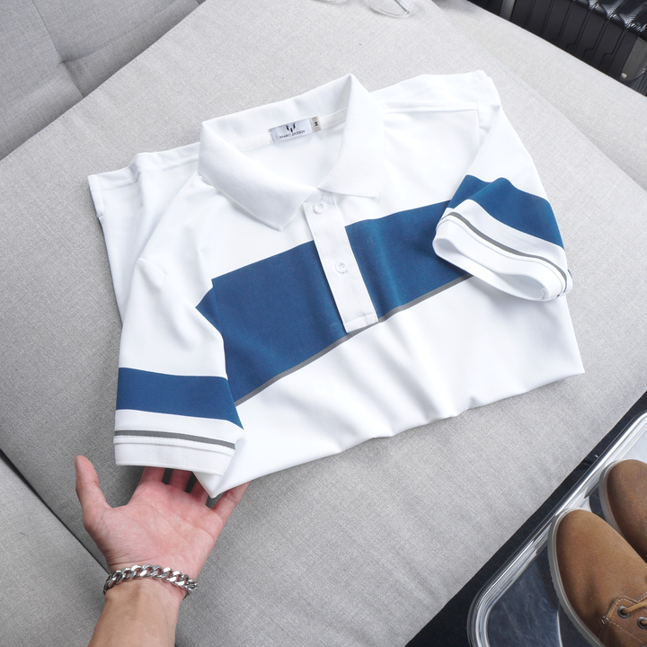 Áo Thun Polo Nam Cá Sấu Poly Phối Kẻ Sọc Màu (Có Size 3XL) 12 Áo Thun Polo Nam Cá Sấu Poly Phối Kẻ Sọc Màu (Có Size 3XL)