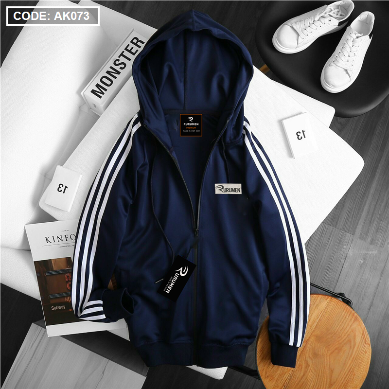 Áo Khoác Nam Thun Thể Thao Rurumen Có Nón Thêu Logo 9 Áo Khoác Nam Thun Thể Thao Rurumen Có Nón Thêu Logo