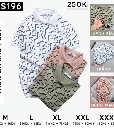 Áo Thun Nam Cá Sấu Poly In Chữ Cái (Có size 3x) - CS196