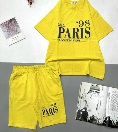Đồ bộ thun nữ quần lửng áo in chử Paris - DBO1080