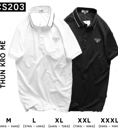 Áo Thun Nam Cổ Bẻ Phối Tag Chất Kro Mè - CS203