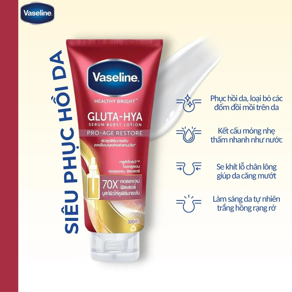 Shop sỉ sữa Dưỡng Thể Vaseline 70x Màu Đỏ Gluta Hya Serum Burst Lotion Pro Age Restore Thái Lan 6 Shop sỉ sữa Dưỡng Thể Vaseline 70x Màu Đỏ Gluta Hya Serum Burst Lotion Pro Age Restore Thái Lan