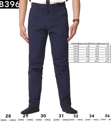 Quần Kaki Dài Nam Co Giãn Màu Xanh Đen - QB396XDEN