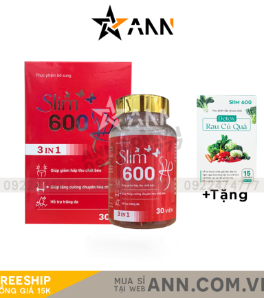 Kẹo Giảm Cân Slim 600 3IN1 Tặng Detox Rau Củ - 8936194788009